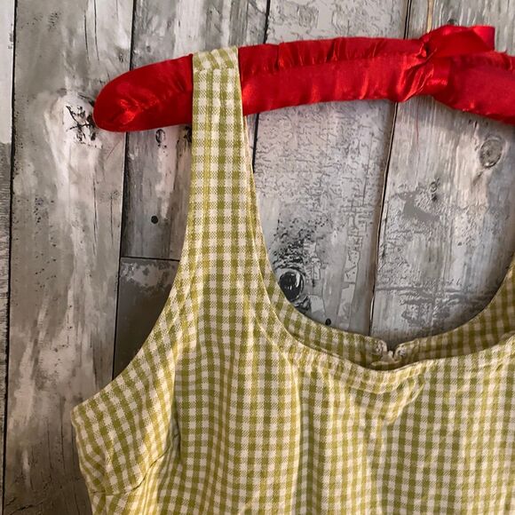 VTG Levi's green plaid denim sleeveless mini dress S - Picture 2 of 6